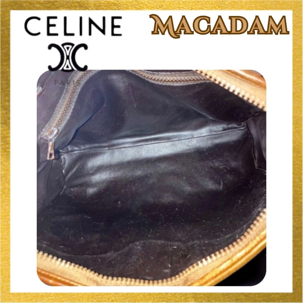 CELINE Macadam Italy M03 Large Leather Carmel Clutch Cosmetic Bag Monogram EUC - Picture 4 of 10